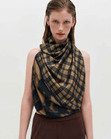 Half&Half Plaid Square Scarf 95 _ GREY