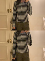 ヘンリー ストライプ トト ロングスリーブ Tシャツ (3 colors)