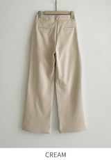 Divet Two Pin Tuck Brushed Span Wide Slacks