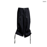 (2color) シャーリング アイレット ポケット カプリ パンツ