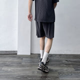 Draped Plissé Wide Shorts