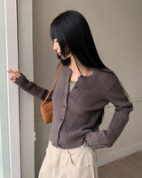 [ORIGINAL] Clue Punch-Detail Long-Sleeve Cardigan
