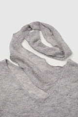 Leah V-neck strap wool knit