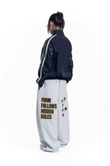 Star Lettering Patch Sweat Pants - White