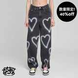 【数量限定】[unisex] heart denim pants (black) 