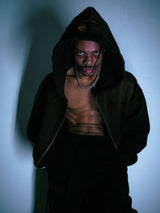 WASHED-OUT & DESTROYED ZIP-UP HOODIE