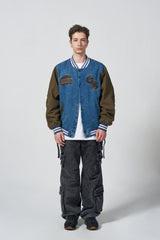 Overpatch Denim Varsity Jacket - KHAKI