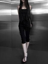 slim fit slit capri denim