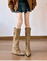 Leopard Flip Two-way Western High Long Boots
