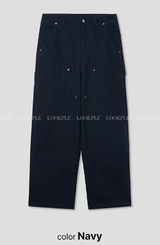 Levito Double Knee Back Banding Semi-Wide Cotton Pants