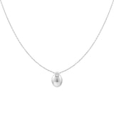 silver oval rhodium plating + 925 silver necklace N062-03H