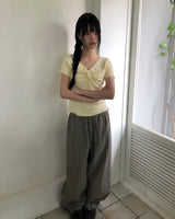 ルーチェ チェック ワイド バンディング パンツ