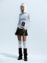 Emoha Punk Elegant Sexy Gilded Leather Skirt