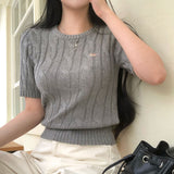 [BELLIDE MADE] ホリンケーブルラウンド半袖ニット