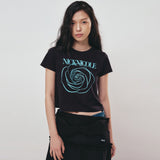 NICOLE ROSE PRINTING CROP TOP_BLACK SILVER