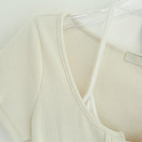 Lace Up Halter Golji T-Shirt  231330483