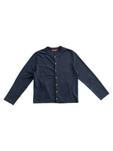 WOOL BLEND PIQUÉ TEXTURE CROSS TOTEM EMBROIDERY RAW-EDGE FOUR-COLOR BUTTON CARDIGAN