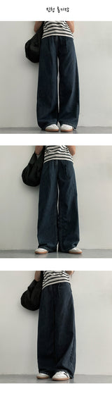 [Short, basic, long] [S-2XL] [Summer long pants!] ジェロームワンタックサマーワイドデニムパンツ (4 colors)