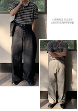 Ganos stripe henley neck short sleeve t-shirt