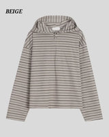 (UNISEX) Multi Stripe Hood Long Sleeve