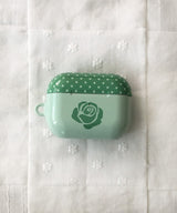 Rose polka-dot glossy blue and green airPods case