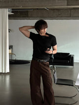 LMN サイドボタンマッスルフィット半袖ニット (3 colors)