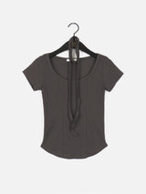 [Scarf set] Burwit Slit Rolls V-Neck Short Sleeve T-Shirt