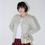 CHECK PATTERN BLOUSE  (LightBeige)