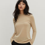 Wool Like Basic T-Shirts Beige