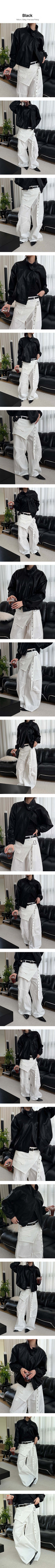 Soft high neck leather blouson jacket