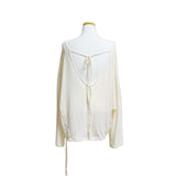 (3color) Ribbon Deep Slit Loose Fit Summer Long Sleeve Tee