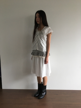 Marine button midi skirt (3color)