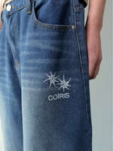 デーモンサイドダーティーロゴデニムバンディングパンツ UNISEX
