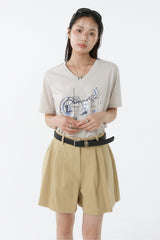 ギャラクシーVネックTシャツ_ライトベージュ