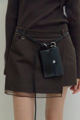 [MADE] オーガンザレイヤードミニスカート (dark brown)