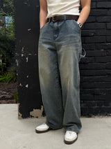 Dying patch carpenter denim