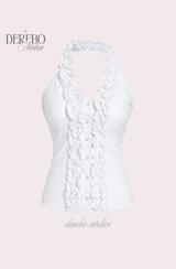 foam lace halterneck blouse