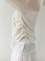 Wrap loose fit shirring hooded knit (4c)