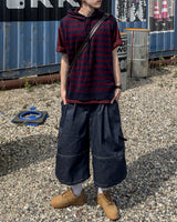 Broad Stripe Knit Hoodie Vest