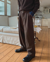 Melo Belted Two-Tuck Wide Slacks