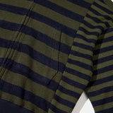 ストライプニットフーディドジップアップ / Khaki blue