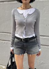 RIB U-NECK CARDIGAN