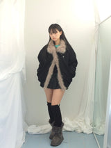Milkfur high neck suede jumper