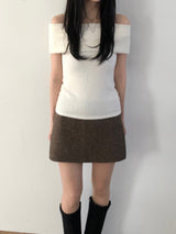 Ground checkered wool skirt (2 colors)