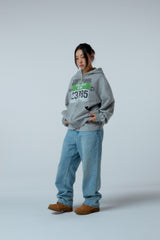 Street league artwork damage washing hoodie zip-up (Melange)
