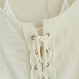 Lace Up Halter Golji T-Shirt  231330483