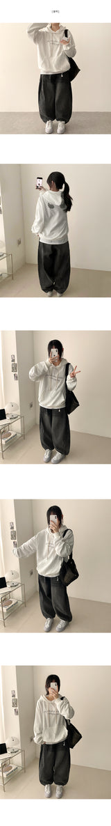 ロエンポケットインシジョンラインウォッシングバルーンワイドデニムパンツ