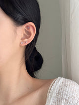 [3 set] surgical heart cubic earring set / 2 color / mini daily simple layered