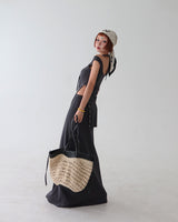 Scarf Set Eyelet Sleeveless & Skirt Two-Piece Set