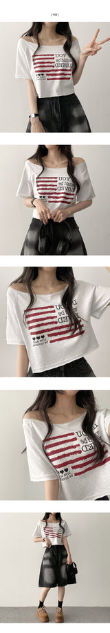 Risch Unbalanced Shoulder Short Sleeve T-Shirt